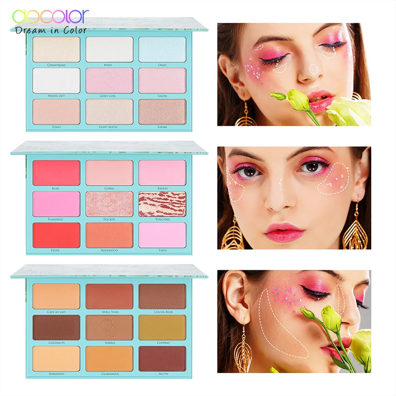 Docolor Tropiacal Make-Up-Palette 9 Farben Erröten Palette Contour Highlighter Palette Matte Pulver Schimmer Gesicht Bronzer Palette