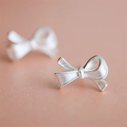 Handmade Bowknot Stud kolczyk 925 srebro kolczyki dla kobiet prezent sterling-srebrny-biżuteria Pendientes Mujer