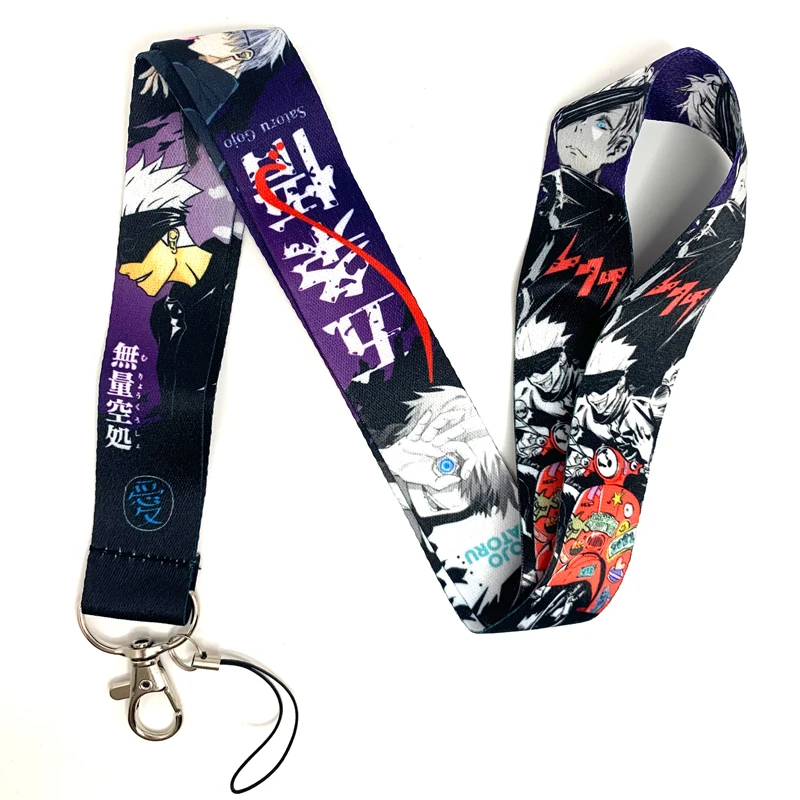 Anime Jujutsu Kaisen Lanyards For Key Chain ID Card Badge Holder Webbing Ribbon DIY Hanging Rope Keyring Mobile PhoneAccessories