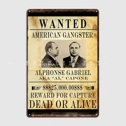 Al Capone Vintage Gangster Wanted Poster Metal Plaque Poster Pub Pub Garage Vintage Mural Painting Tin Sign Poster