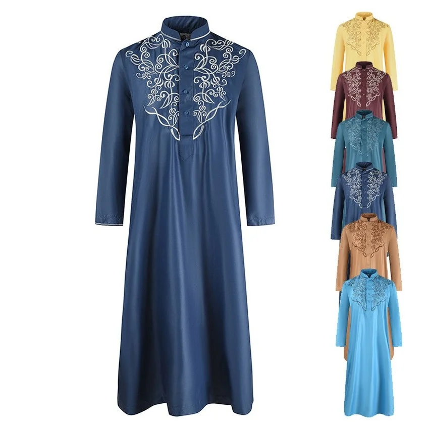 Ramadan muçulmano abaya cor sólida casa robe para homem 2022 nova dubai turquia indiano do vintage moda solto roupas islâmicas