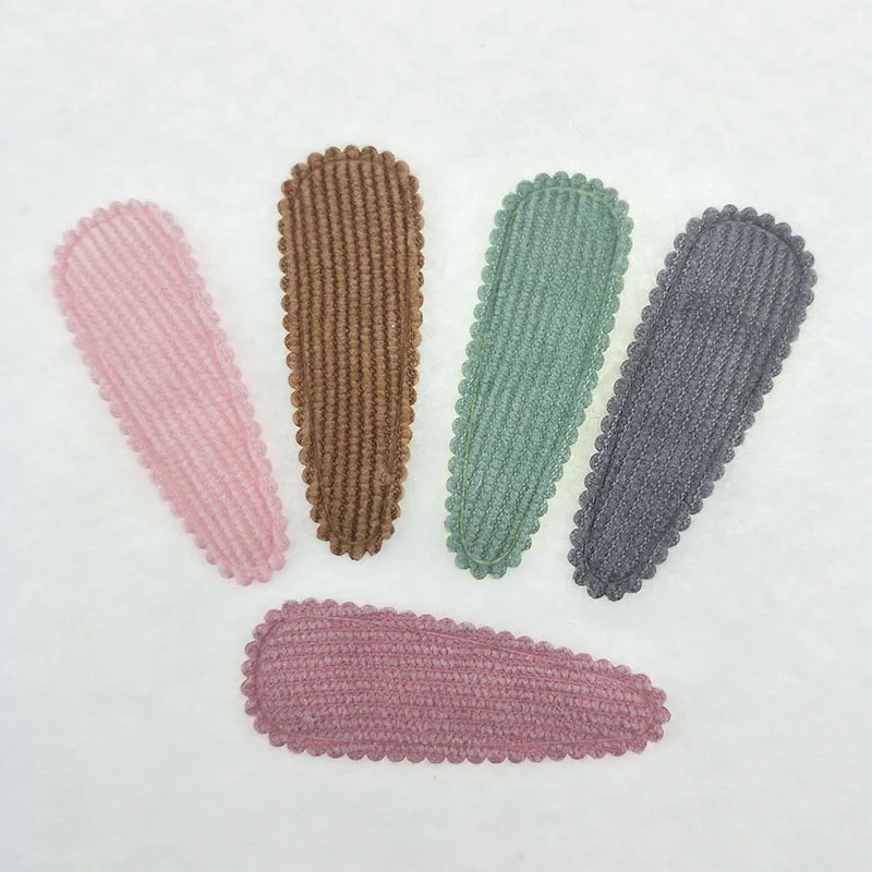 30pcs/lot 5.5cmx2cm velvet Hair Clip Cover Padded Appliques DIY handmade Children Hair Accessories