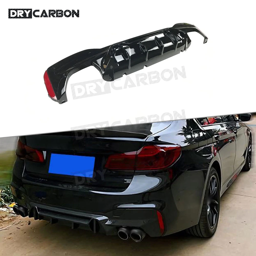 

Rear Bumper Lip Diffuser Stainless Steel Exhaust Tips For BMW 5 Series G30 G38 M Sport 17-2023 M Style ABS Bumper Competition