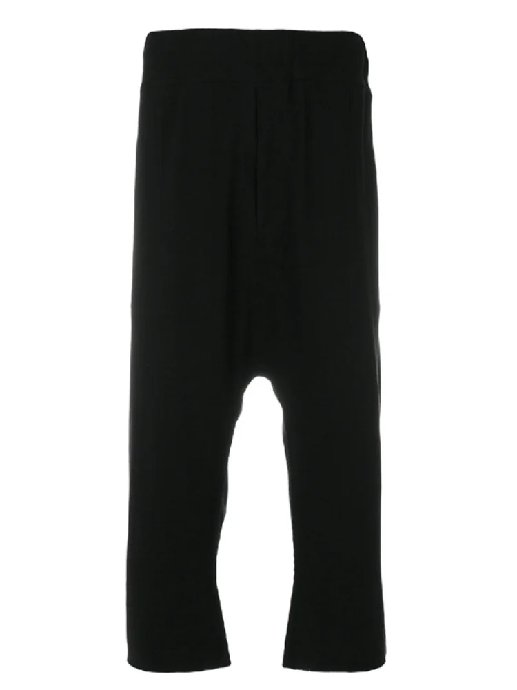 Men's Casual Pants Harun Pants Spring And Autumn New Black Elastic Waist Loose Fashion Nine Points Design Popular Straight Pants