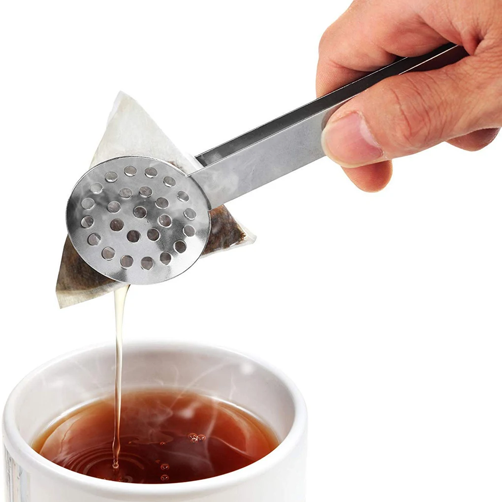 Stainless Steel Tea Bag Squeezer Teabag Tong Holder Herb Grip Kitchen Tool Lemon Slice Clip