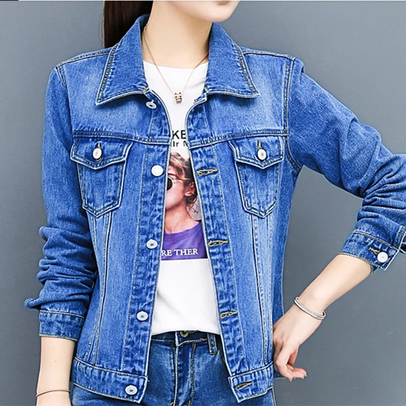 Casual Denim Jacket Women Blue Black New Autumn Wear Long Sleeve Female Slim Short Jacket Coat Womens Jackets and Coats