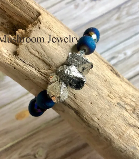 Blue Rainbow Druzy Agate Bracelet Men Stone Bracelet Fashion Handmade