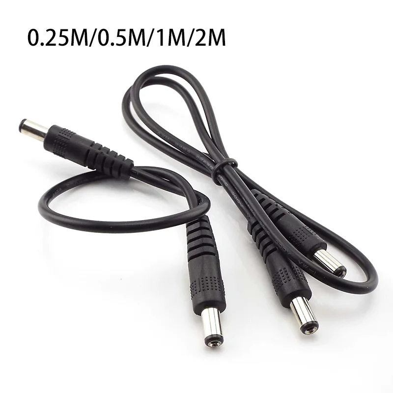 12V 3A DC męski do męskiego zasilacza DIY kabel 5.5 x 2.1mm męski adapter CCTV złącze przedłużacze zasilania 0.5M/1M/2M