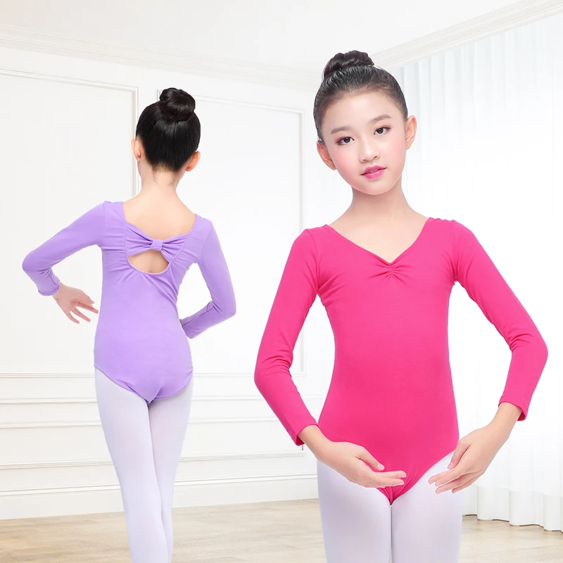 Children Ballet Dance Leotard O-Neck Butterfly Tie Kids Children Cotton Girls Gymnastic Leotard for Ballet