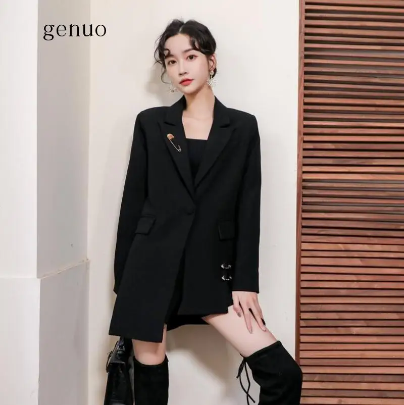 

2020 Spring Autumn Black Suit Jacket Woman New Style French One Grain Button Temperament Suit Female