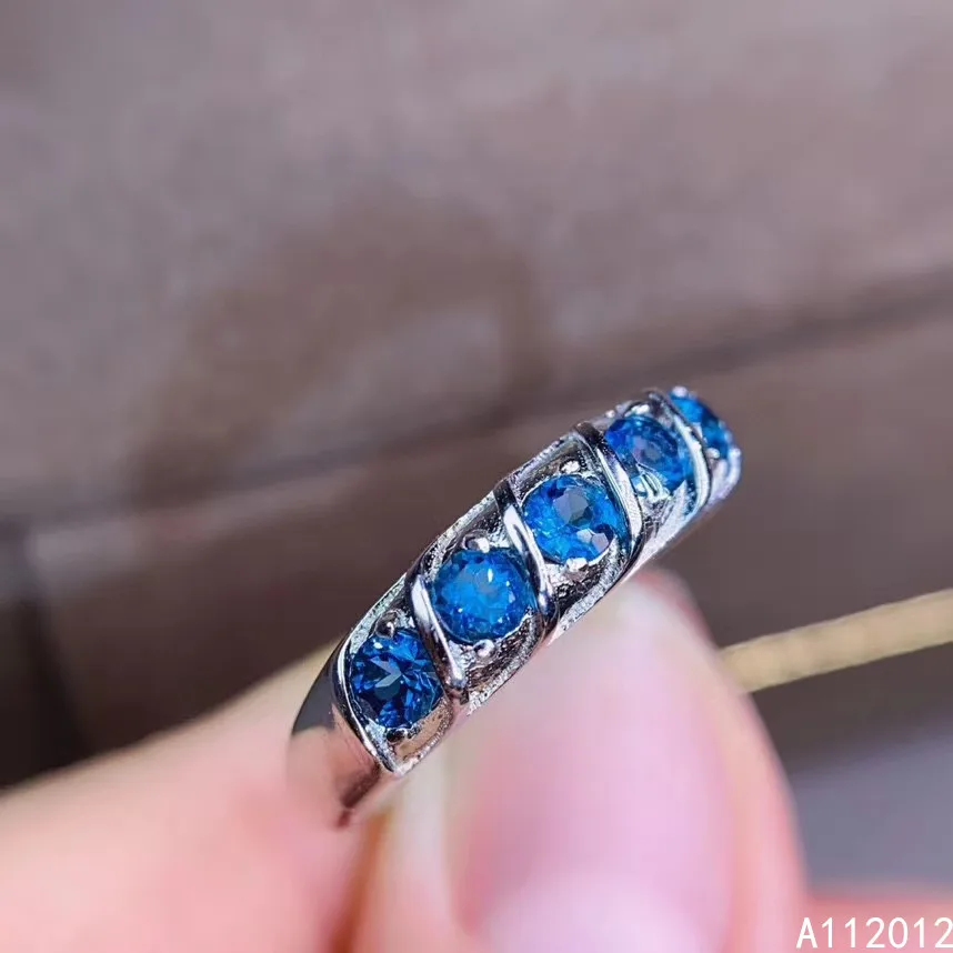 

KJJEAXCMY fine jewelry S925 sterling silver inlaid natural blue topaz new girl trendy ring support test Chinese style