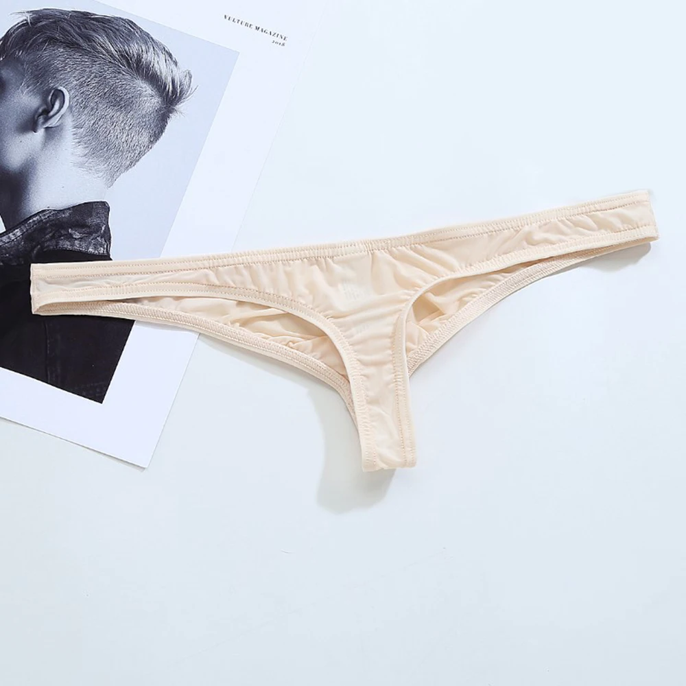 

Men Transparent Thongs G strings Sexy Gay Men's Underwear Smooth Ice Silk Briefs Male See Through T-Back Thong Tanga Panties