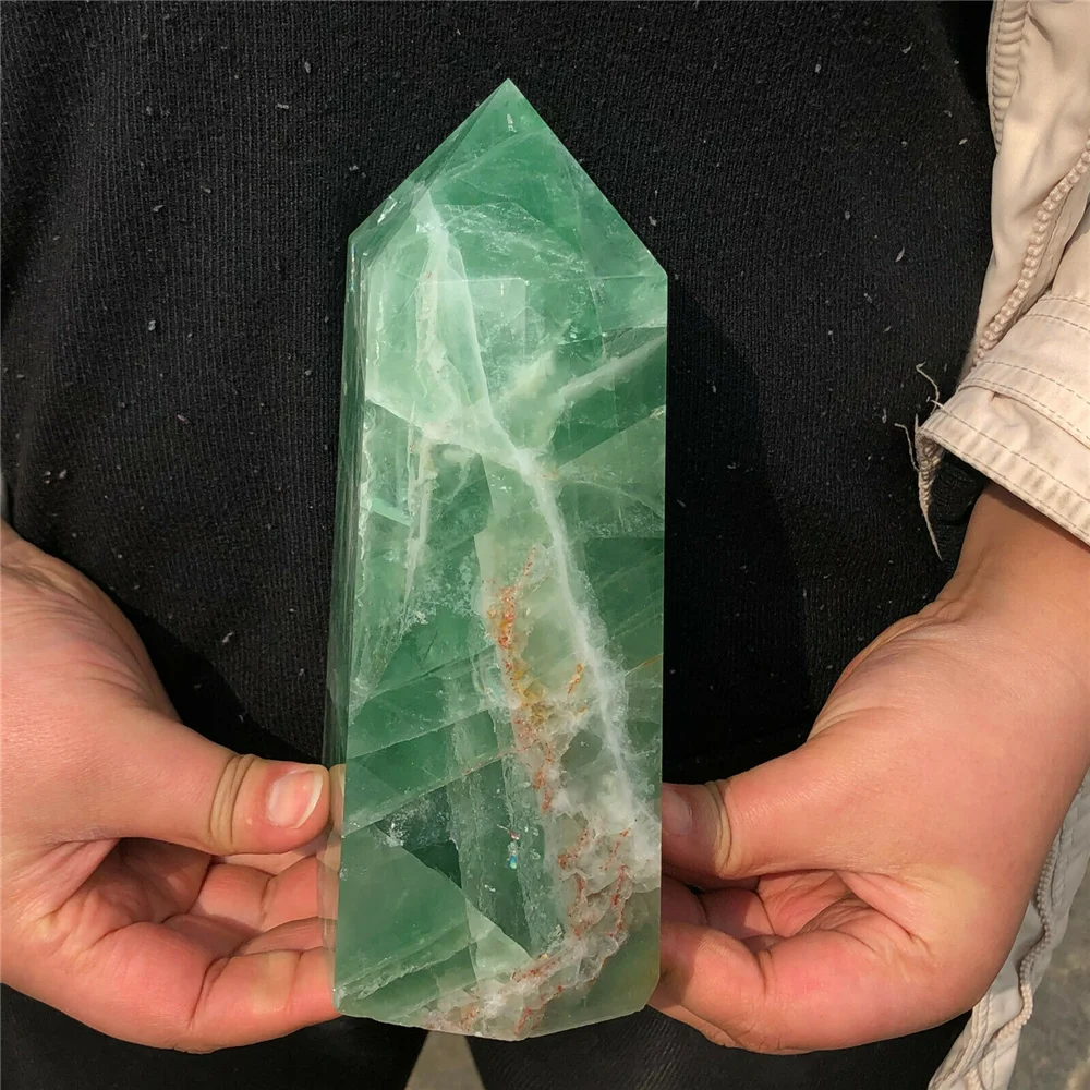 Natural green fluorite quartz crystal Obelisk magic wand healing