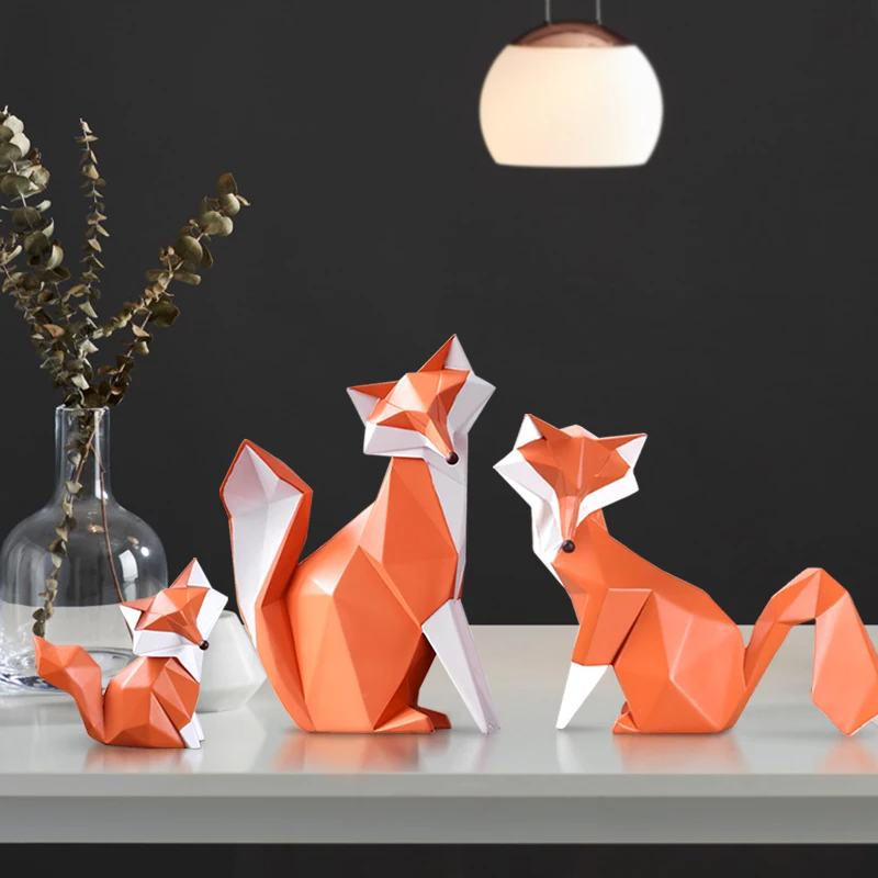 

Table Decoration Accessories Fox Statue Sculpture Home Decor Modern Animal Figurine Living Room Office Desk Decorations Art
