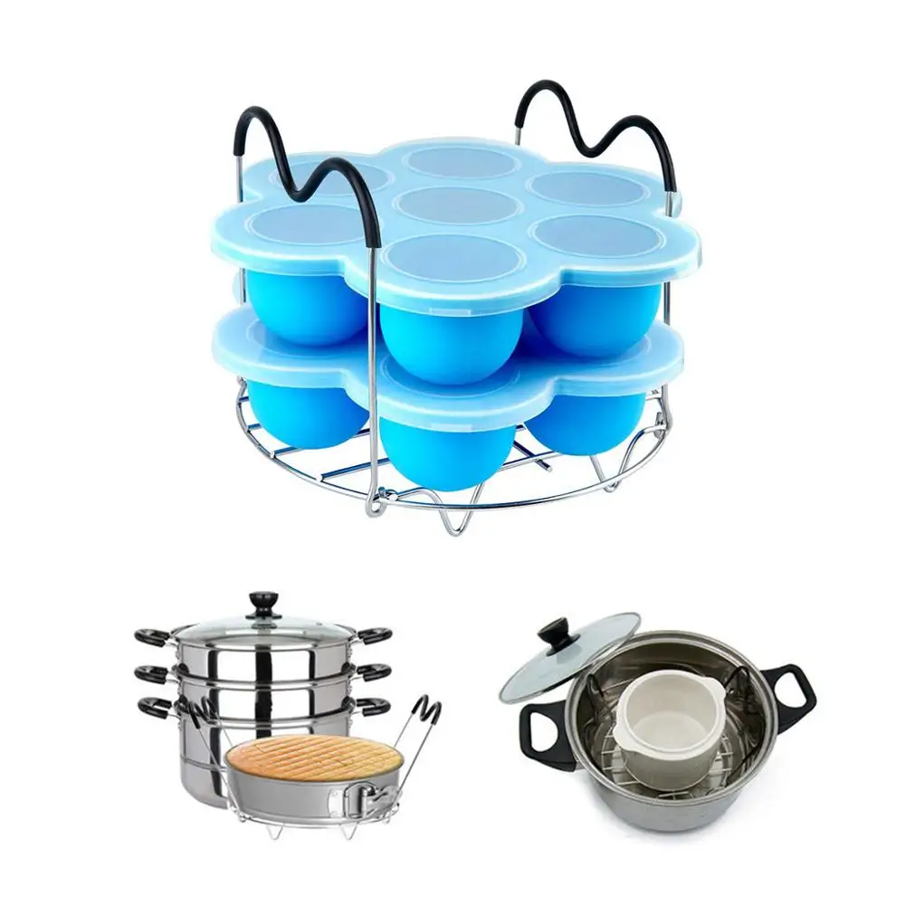 3pcs/set for 6qt & 8qt Electric Pressure Cooker Silicone Egg Bites Molds&Steamer Rack Trivet with Handles for Instant Pot Access