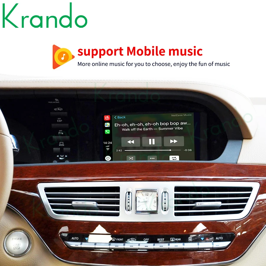 Krando Wireless Apple CarPlay Android Auto Interface Box For Mercedes Benz S Class W221 2009 - 2013 NTG 3.0 3.5 5.0 Siri Control