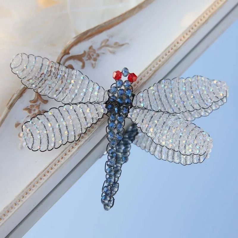 Hand-Woven Crystal Dragonfly Patch DIY Jewelry Material Finished Fur Big Garment Accessories Decoration Clothes Applique