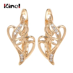 Kinel Women Earings Fashion Jewelry 2021 Ethnic Bridal Stud Earrings 585 Rose Gold Natural Zircon Flower Wedding Jewelry Gifts