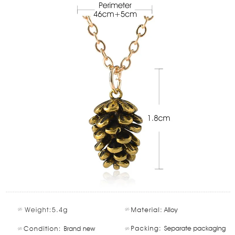 Cute Pine Nut Plant Specimen Pendant Necklace For Women Metal Choker Acorn Pinecone Chain Necklace Jewelry Accessories Gift