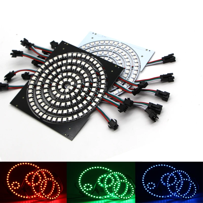 5V5050 RGB WS2812B Pixel Individually Addressable Ring 8/16/24/35/45Leds WS2812 Built-in IC Full Color Circle Led Modules Light