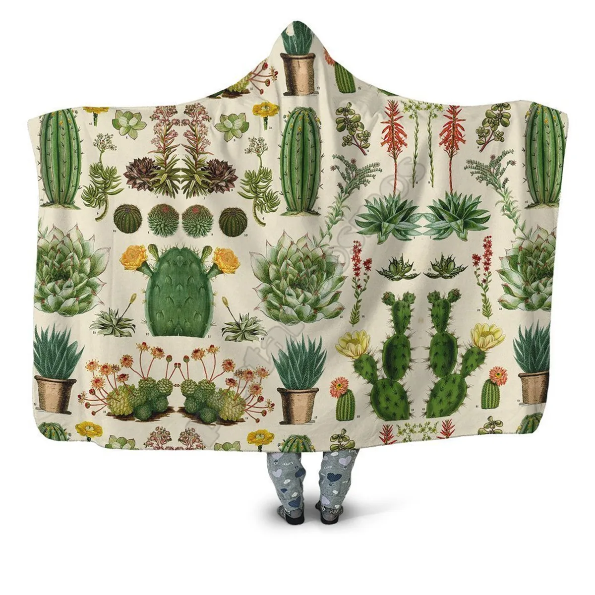 

Cacti 3d Printed Hooded Blanket Adult Kids Sherpa Fleece Blanket Cuddle Offices in Cold Weather Gorgeous 01