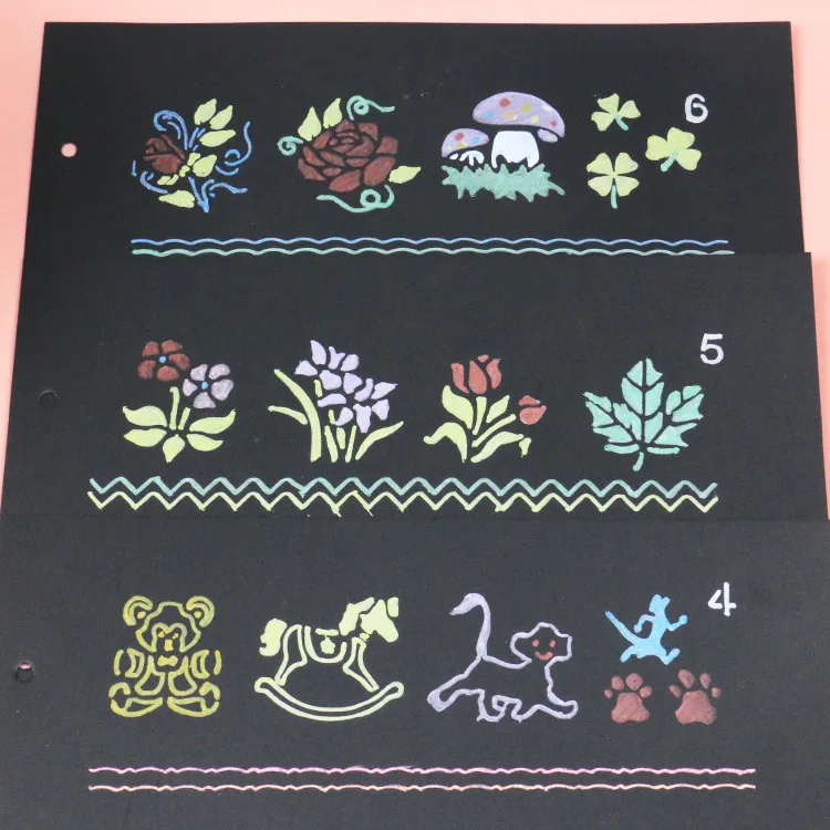 8pcs/set Cute Flower Animal Rabbit Turtle Stencils for Painting Scrapbooking Diy Plastic Rulers Kids Gift Educational Supplies