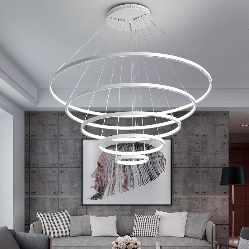 Modern LED Ceiling Chandelier Living Room Bedroom Dining Room Wrought Lron Round Chandelier Home Interior Lighting Decoration