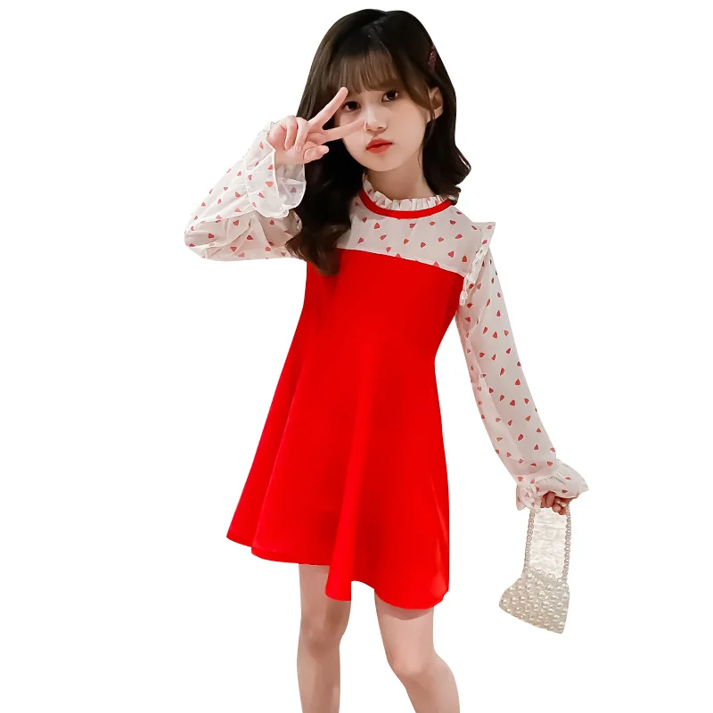 Summer Kids Dresses for Girls Polka Dot Chiffon Dress Princess Back To School Outfit Teenager Dress 4 5 6 7 8 9 10 11 12 13 14 Y