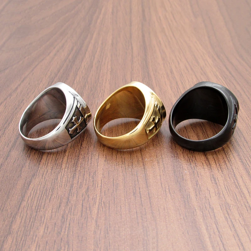 خمر 316L الفولاذ المقاوم للصدأ سانت مايكل حماية الولايات المتحدة خواتم تعويذة شخصية دينية أسطورة الصليب الدائري