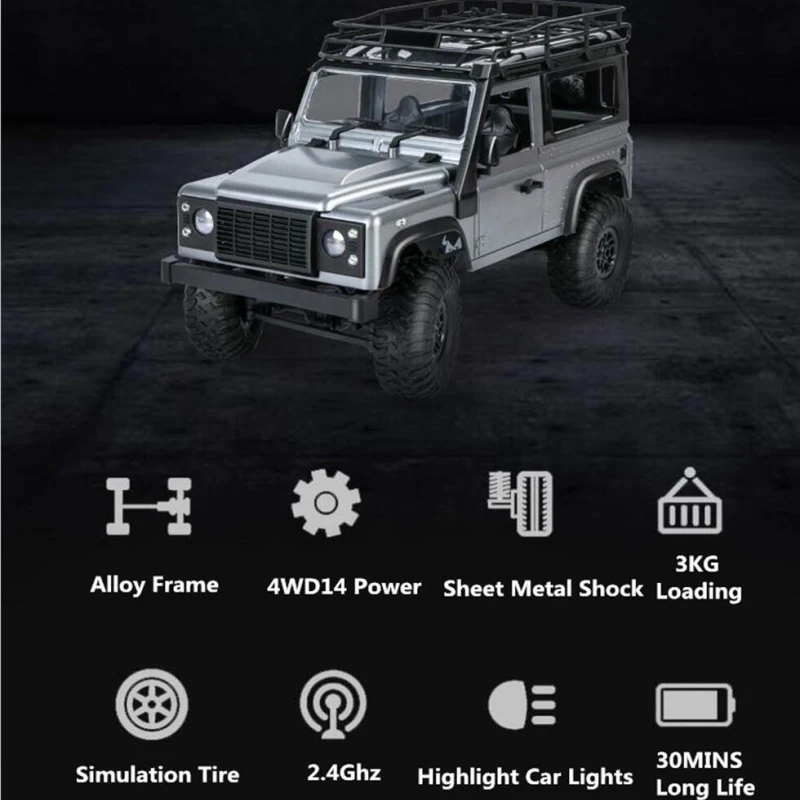 High Speed Waterproof 1:12 Full Scale Remote Control Off Road Car 2.4G Simulation Lighting Sheet Metal Shock 4WD 150M RC Car Toy