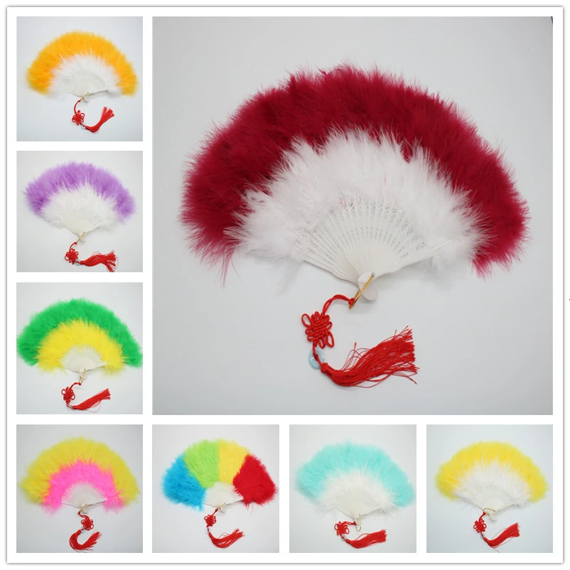 High quality 1pcs fluffy feather hand fan dance stage show props wedding party Goose feather fan Belly Dance decoration