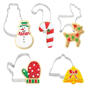 5 Pçs/set Cortador De Biscoitos De Gengibre Natal Xmas Árvore de Natal Molde Do Bolo Ferramenta Decoração Navidad Presente DIY Cozimento Molde Biscuit 8 principais vendas formas biscuit - №3