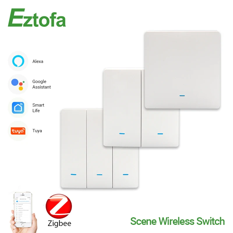 

Tuya ZigBee Battery Switch, Scene Panel Switch One Button Automation Working With TuYa ZigBee Hub, One-Click Linkage