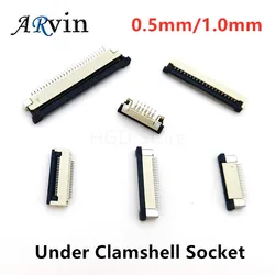 10pcs 0.5mm/1mm Pitch Under Clamshell Socket FPC FFC Flat Cable Connector 4P 5P 6P 8P 10P 12P 14P 16P 20P 22P 24P 30P 34P