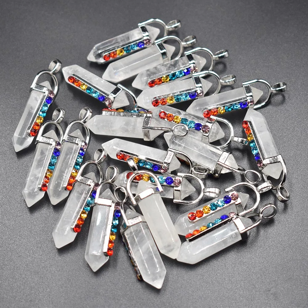7 Chakra Naturstein Lapislazuli Tigerauge Quarz Obsidian Anhänger für DIY Schmuckherstellung Halsketten Zubehör 24 Stück/Lot Großhandel – Detail 16