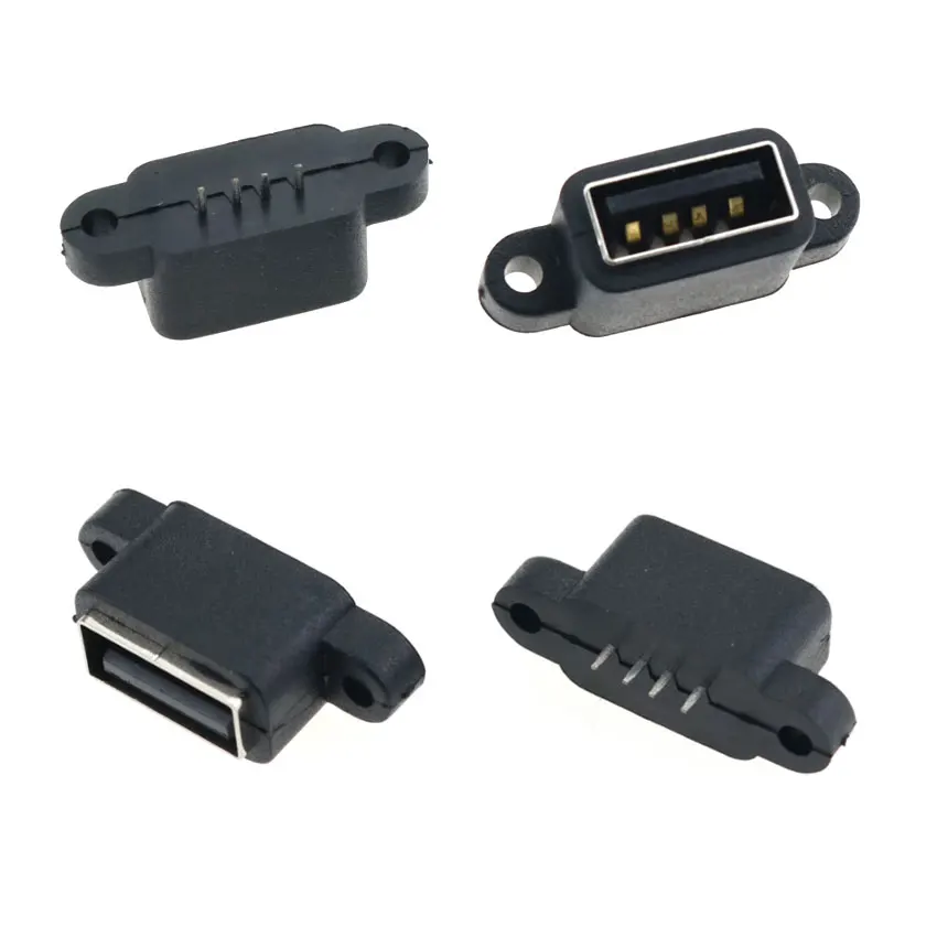 5PCS Waterproof USB 2.0 Charging Data Tail Plug-in USB Built-in Interface Port Connector Plug Jack Socket