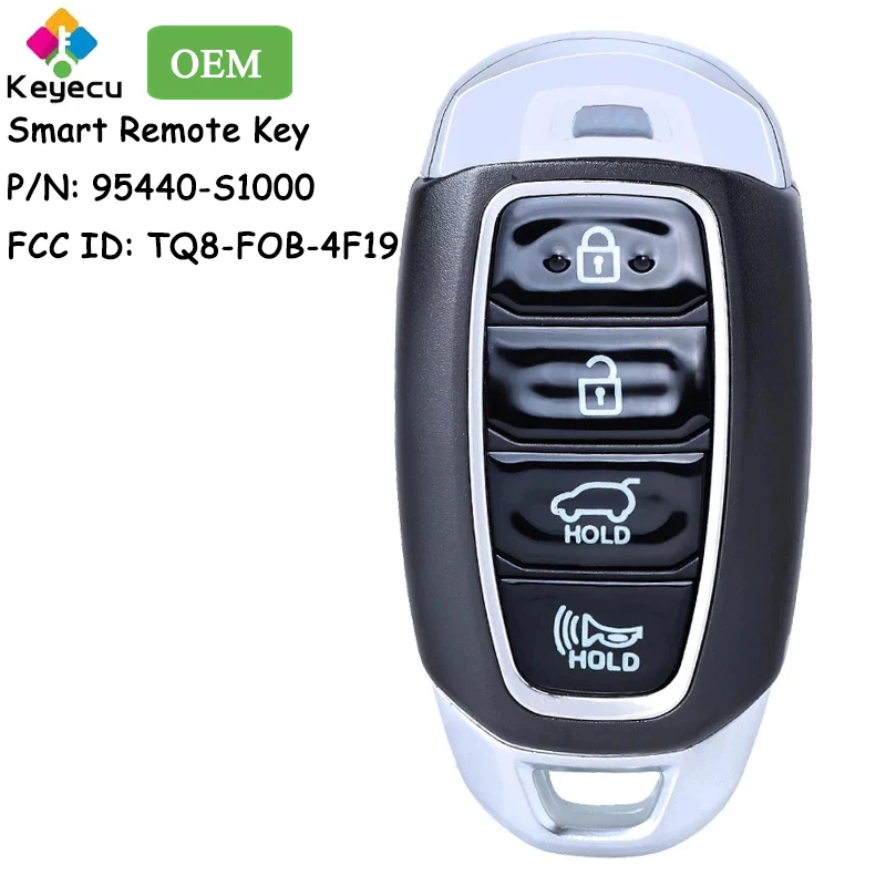 

KEYECU Smart Remote Car Key With 4 Buttons 433.92MHz 47 Chip for Hyundai Santa Fe 2019 2020 Fob 95440-S1000 FCC ID: TQ8-FOB-4F19