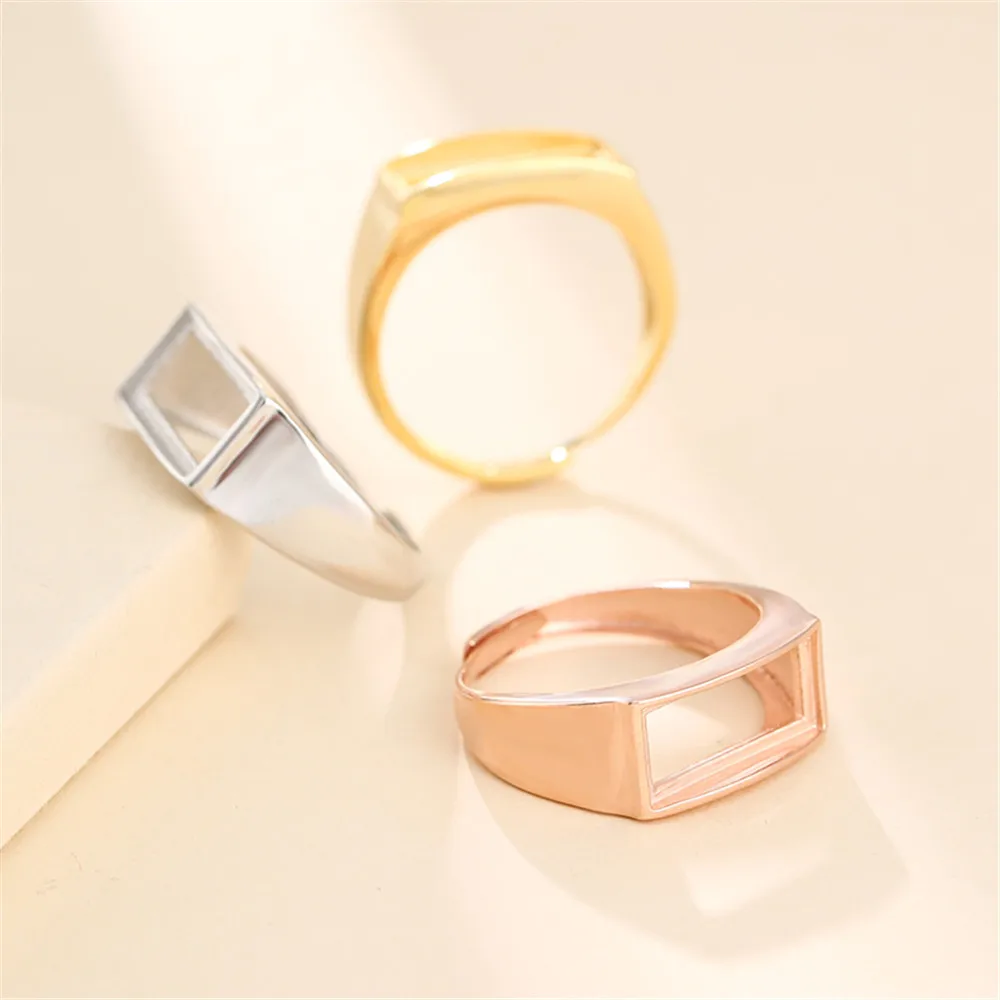 Adjustable Ring Blank for 3x5mm/4x9mm/5x11mm/6x13mm/7x15mm/8x17mm/9x18mm/10x20mm Rectangle Cabochons Gold Plated 925 Silver