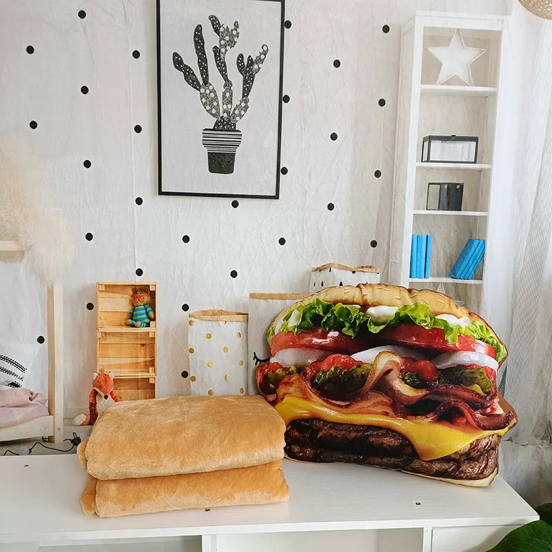 Kawaii Hamburge Doll Plush Toy Stuffed Pillow Room Decoration Blanket Cushion Birthday Gifts