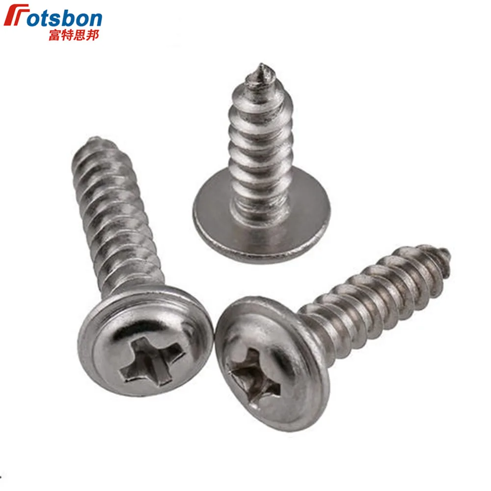 M1.4/M1.7/M2 Cross Recessed Round Head Self-Tapping Screw With Collar Pan Head With Flange Screws Vis 304 Stainless Steel DIN968