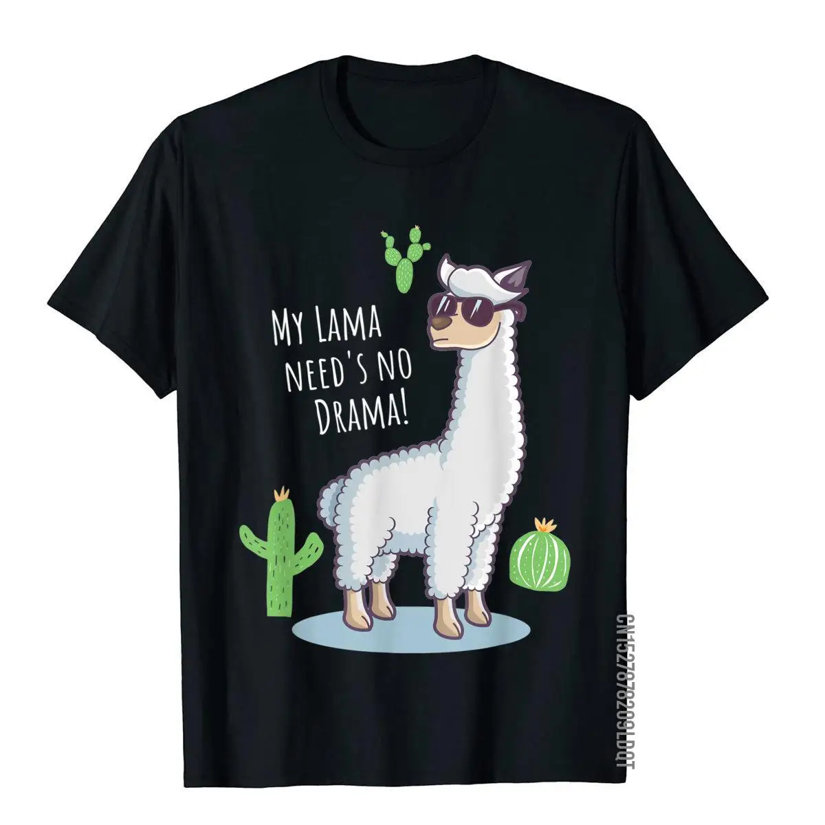 Llama Need's No Drama - Funny Lama Cactus Design T-Shirt Latest Men's T Shirts Summer T Shirt Cotton Preppy Style