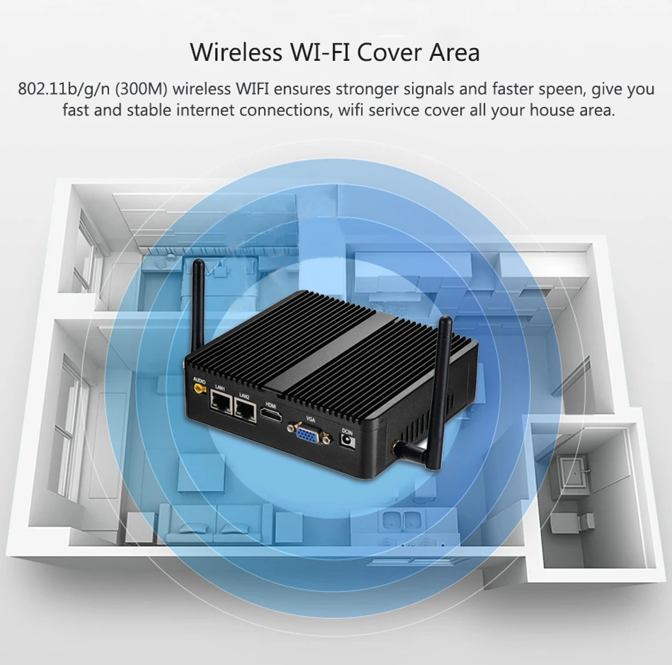 Fanless Industrial Mini PC Celeron J4125 Windows 10 Pro HTPC Dual LAN Gigabit 2 COM WiFi HDMI 2955U Mini Computer Desktop