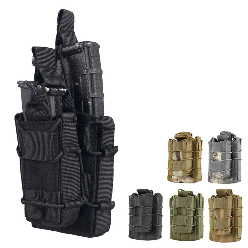 Tactical Open Top Double Layer Single Rifle Pistol Mag Pouch Cartridge Clip Pouch Molle Magazine Pouch Hunting Accessories Bag