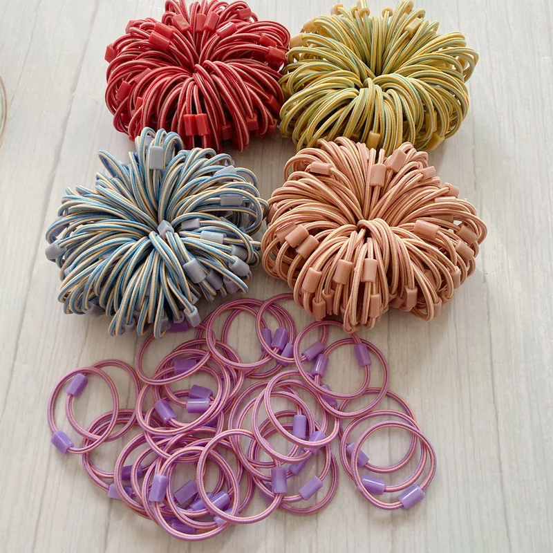 100pcs/pack 3cm Elastic Hair Rubber Bands For Baby Girl Two-color Hairbands Kids Small Hair Tie Rope Gum Toddler Hair Accessorie