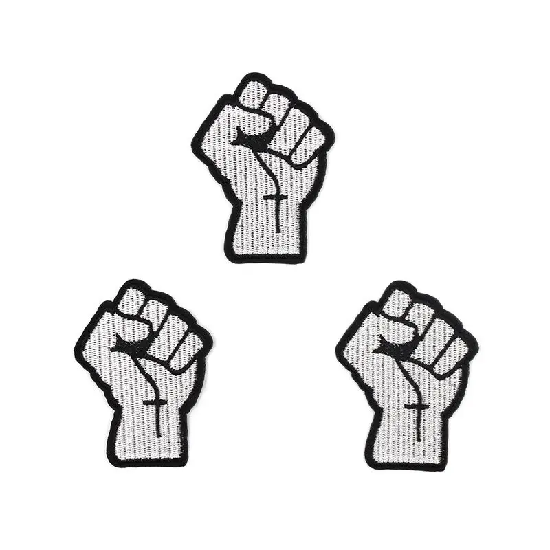10pcs Cartoon Fist Patches Iron On Embroidery Hand Gesture Stickers For Punk Rock Coats Jeans Badge Sewing Garments Appliques