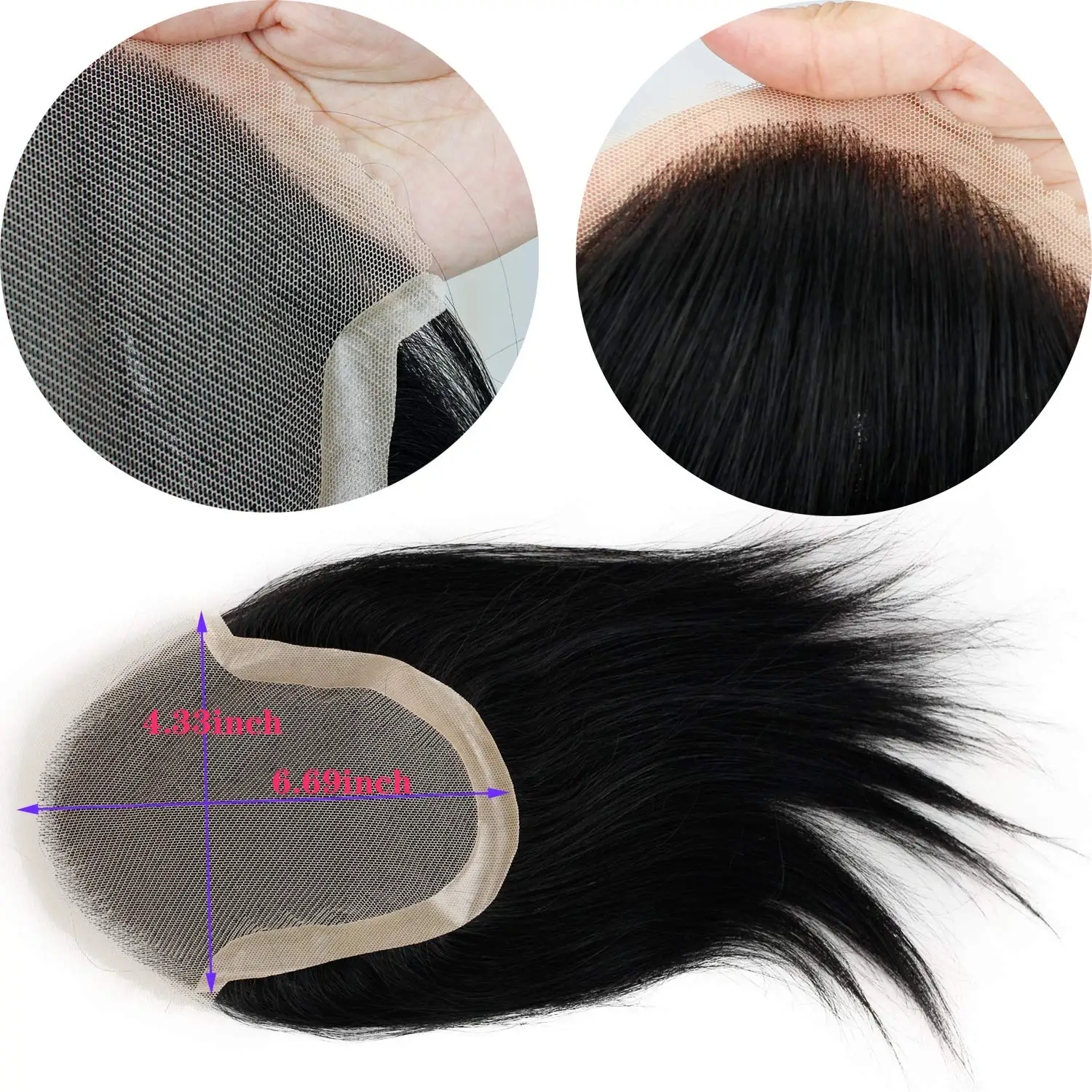 Human Hair 4.33x6.69 inch Men\'S Toupee Pu Around Hair 100% European Remy Hairpieces Replacement System For Men Swiss Lace Toupee