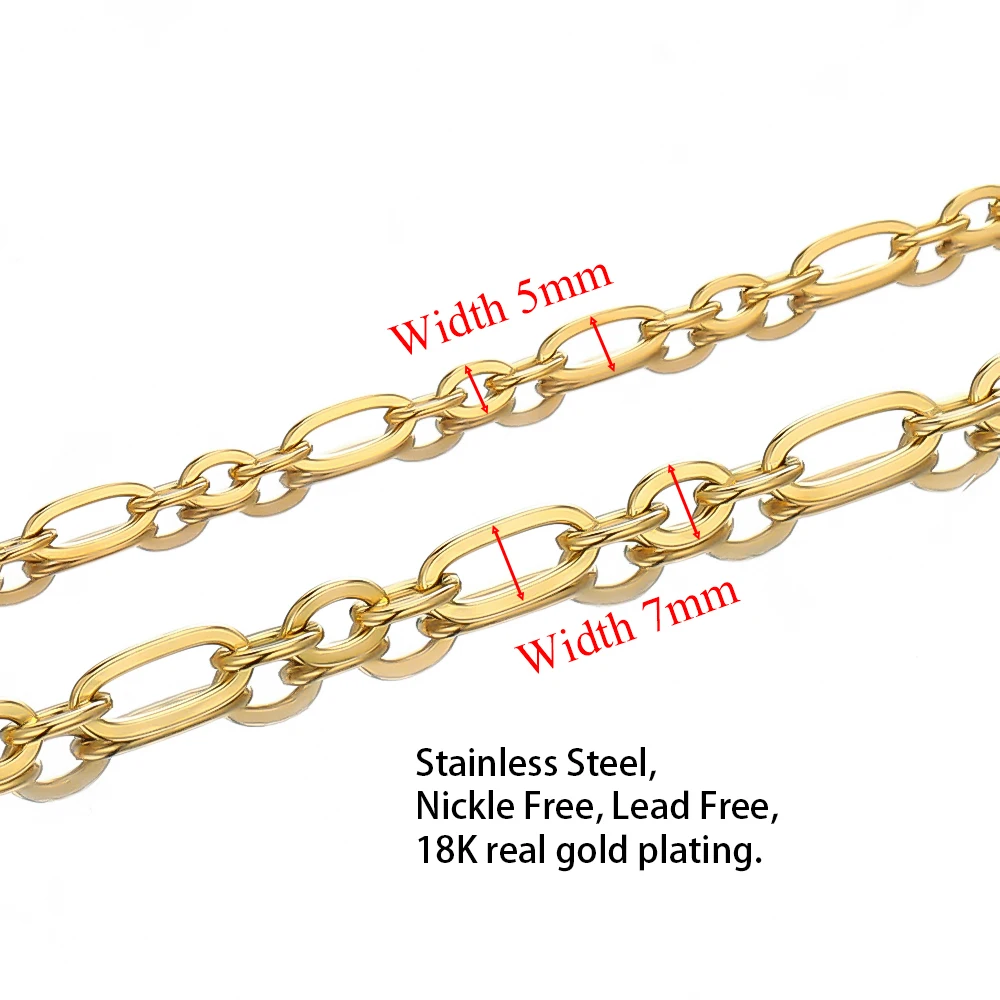 1 Meter Edelstahl 3:1 Flachketten Rolo-Kabelkette DIY Schmuckherstellung Halsketten-Zubehör Handgefertigte Armbänder Großhandel – Detail 3