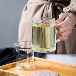 Tea Infuser Household Puer Glass Teacup Office Heat Resistant High Temperature Explosion Proof Rose Flower Tea Cups Mugs