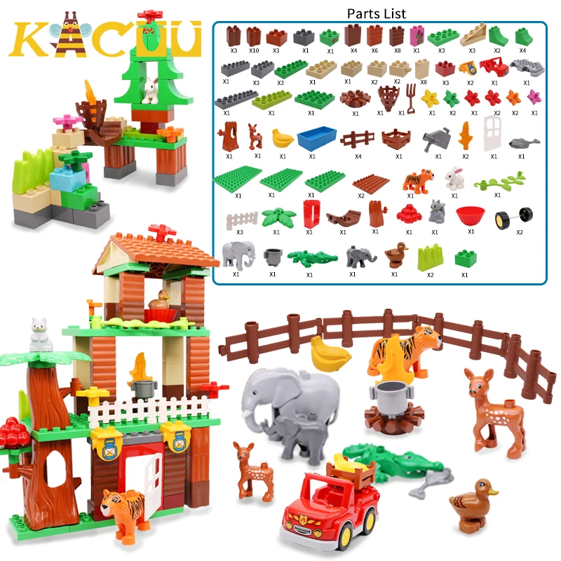 Large Size Jungle Animal Blocks DIY Building Block Children Construction Building Toys For Children Kids Gift