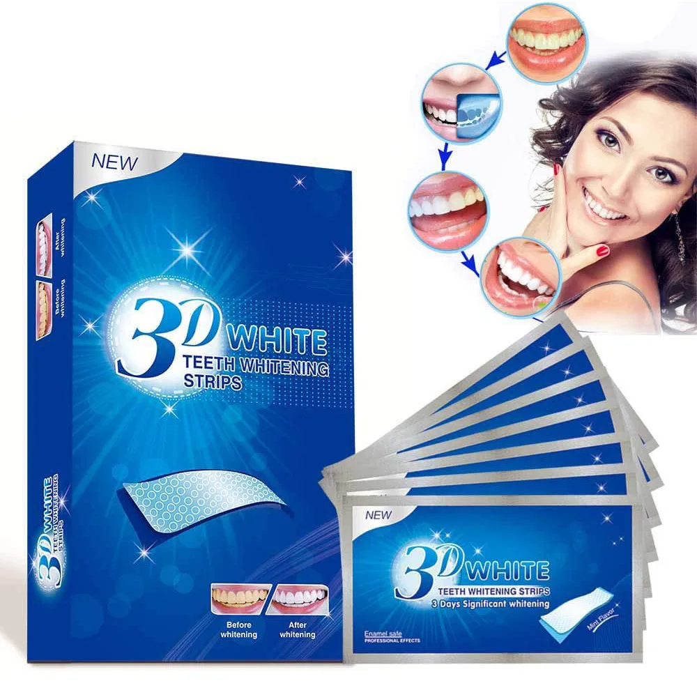 28Pcs/14Pair Gel Teeth Whitening Strips Oral Hygiene Care Double Elastic Teeth Strips Whitening Dental Bleaching Tools